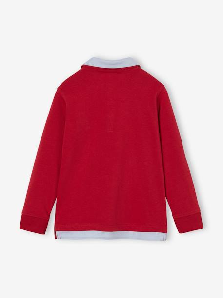 Polo rayé garçon effet 2 en 1. bleu foncé+marine+rayé rouge+ROUGE FONCE UNI AVEC DECOR+vert anglais - vertbaudet enfant 
