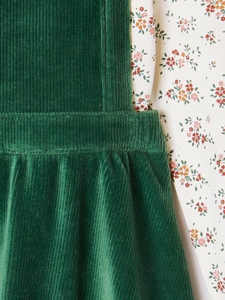 Ensemble robe tablier en velours et t-shirt fille rose+vert - vertbaudet enfant 