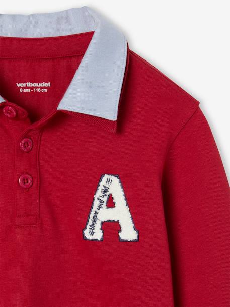 Polo rayé garçon effet 2 en 1. bleu foncé+marine+rayé rouge+ROUGE FONCE UNI AVEC DECOR+vert anglais - vertbaudet enfant 