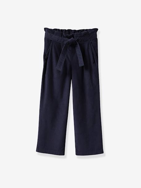 Pantalon large fille en velours marine - vertbaudet enfant 