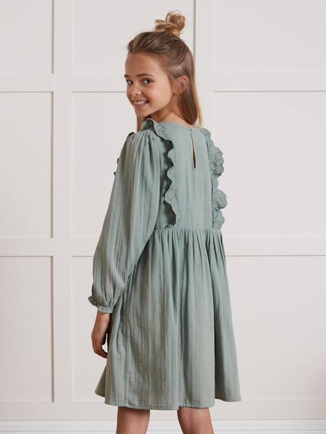 Robe fille en gaze de coton marine+vert - vertbaudet enfant 