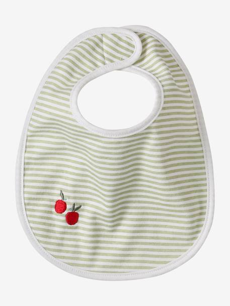 Lot 7 bavoirs naissance en coton bio* beige imprimé+blanc jungle+carreaux vert+Hérisson+multicolore+rose pâle+vert d'eau - vertbaudet enfant 