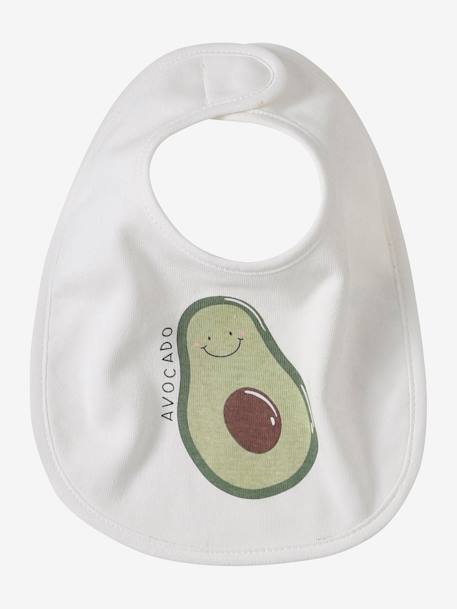 Lot 7 bavoirs naissance en coton bio* beige imprimé+blanc jungle+carreaux vert+Hérisson+multicolore+rose pâle+vert d'eau - vertbaudet enfant 