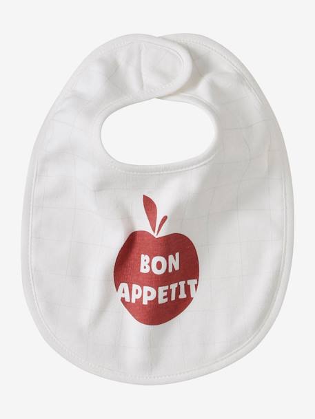 Lot 7 bavoirs naissance en coton bio* beige imprimé+blanc jungle+carreaux vert+Hérisson+multicolore+rose pâle+vert d'eau - vertbaudet enfant 