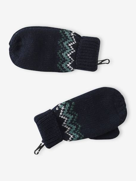 Kerstdoos Vlokje voor jongens muts + snood + handschoenen/wanten marineblauw - vertbaudet enfant 