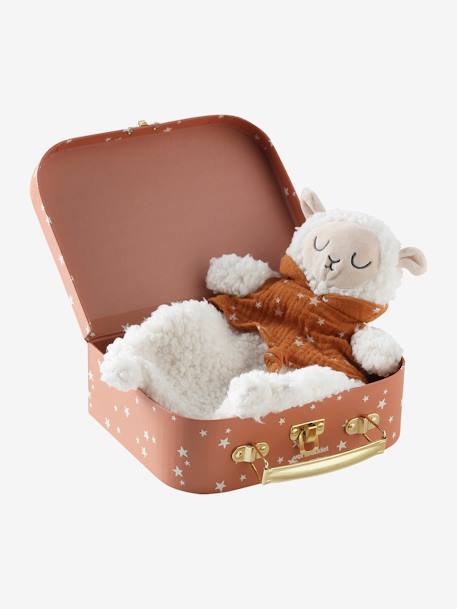 Doudou mouton bi-matière avec mallette beige - vertbaudet enfant 