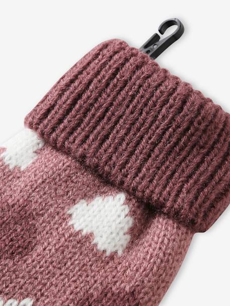 Ensemble bonnet snood et gants coeurs fille bleu grisé - vertbaudet enfant 