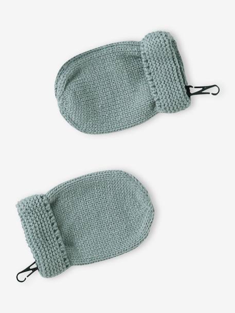Ensemble bébé garçon bonnet + snood + moufles BASICS vert d'eau - vertbaudet enfant 