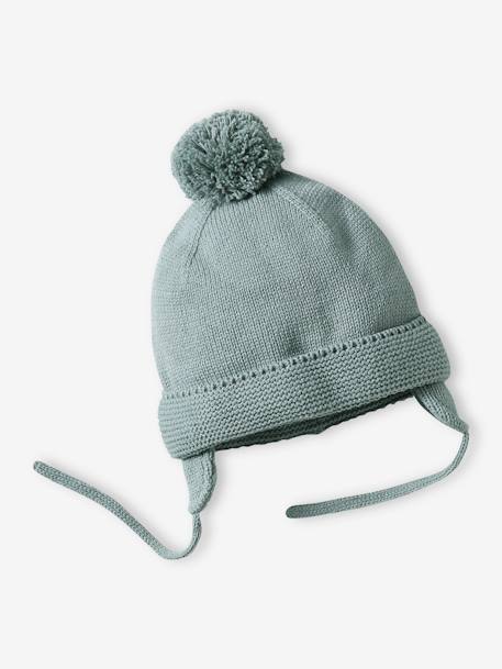 Ensemble bébé garçon bonnet + snood + moufles BASICS vert d'eau - vertbaudet enfant 