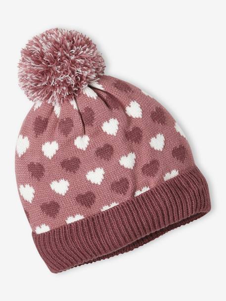 Ensemble bonnet snood et gants coeurs fille bleu grisé - vertbaudet enfant 