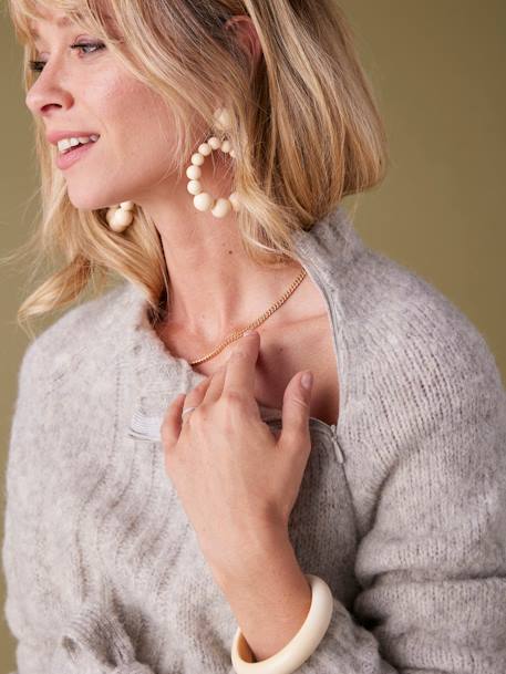 Robe de grossesse en tricot beige+gris perle - vertbaudet enfant 