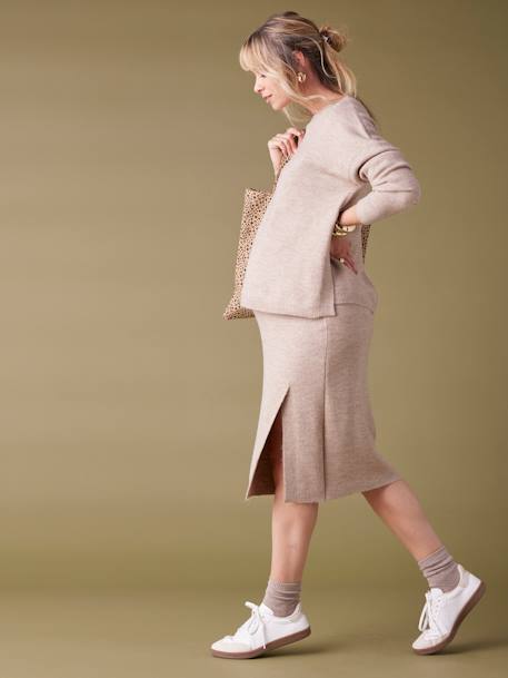 Ensemble pull et jupe tricot taupe - vertbaudet enfant 