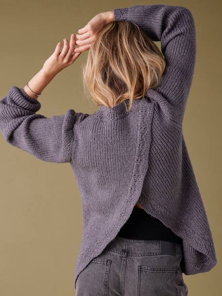 Pull grossesse et allaitement devant/dos évolutif anthracite+vanille - vertbaudet enfant 