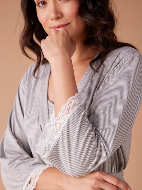 Kit maternité maman et bébé rayé gris - vertbaudet enfant 