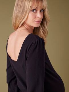 Vêtements de grossesse-Pull maille fine détails boutons dorés