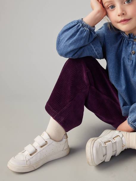 Baskets enfant fille synthétique détails dorés blanc imprimé - vertbaudet enfant 