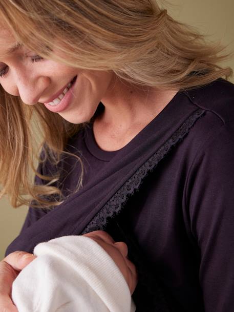 Tee-shirt cache-bébé grossesse et allaitement noir - vertbaudet enfant 