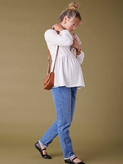 Vêtements de grossesse-Tee-shirt blouse brodé grossesse et allaitement
