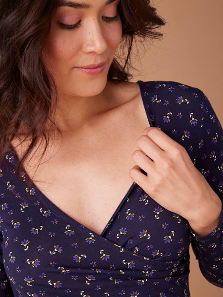 Robe à fleurs de grossesse marine+vert sapin - vertbaudet enfant 