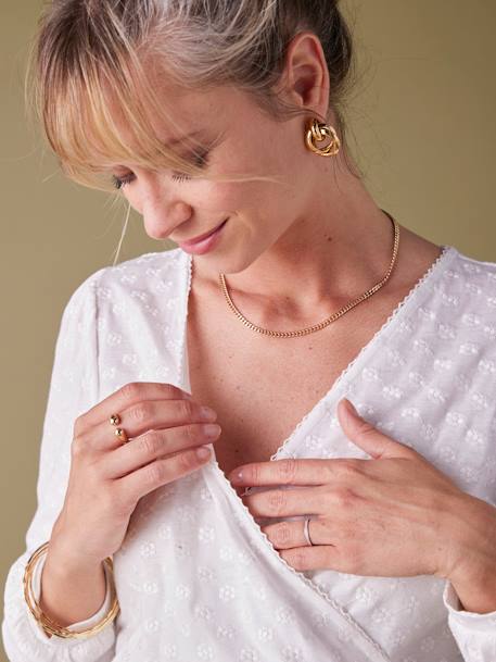 Geborduurd blouseshirt voor de zwangerschap en borstvoeding ENVIE DE FRAISE ecru+marineblauw - vertbaudet enfant 