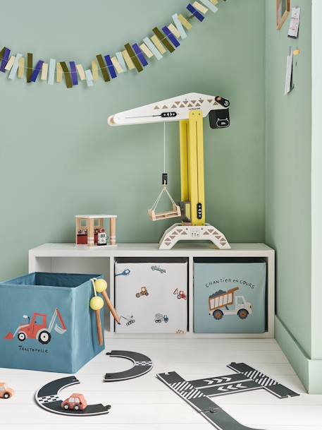 Lot de 3 bacs de rangement Engins de chantier vert - vertbaudet enfant 