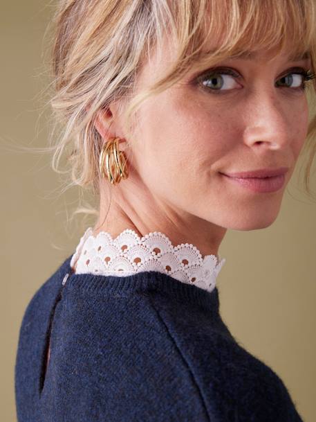 Pull long détails dentelle amovibles grossesse marine - vertbaudet enfant 