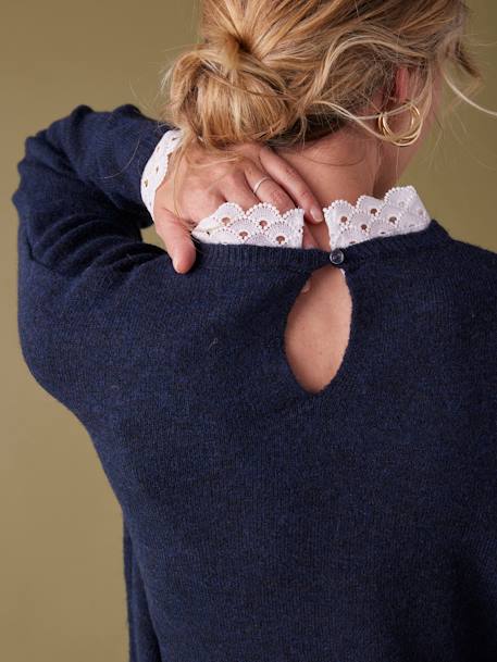 Pull long détails dentelle amovibles grossesse marine - vertbaudet enfant 