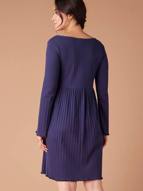 Chemise de nuit maille pointelle grossesse et allaitement marine - vertbaudet enfant 