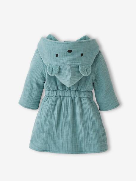 Biologisch katoenen gaas* baby badjas, aanpasbaar groenblauw+okergeel+rozen - vertbaudet enfant 