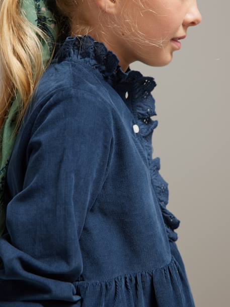 Fluwelen jurk CYRILLUS bordeauxrood+marineblauw - vertbaudet enfant 