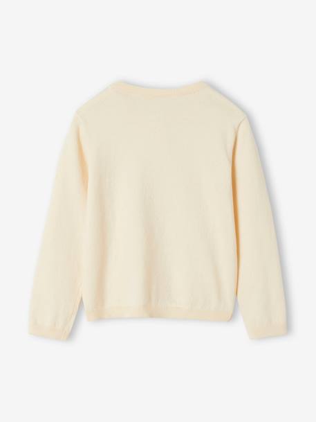 Gilet fille maille fine BASICS anthracite+beige chiné+blush+bois de rose+gris chiné+marine+vanille+vert émeraude - vertbaudet enfant 