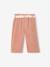 Pantalon large en velours ceinture à fleurs bébé beige+vieux rose - vertbaudet enfant 