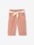 Pantalon large en velours ceinture à fleurs bébé beige+vieux rose - vertbaudet enfant 
