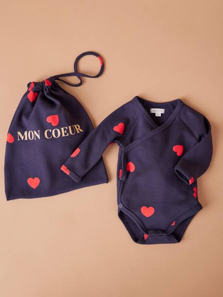 Kit Maternité 'Mon coeur' chemise de nuit grossesse + body bébé + pochon marine - vertbaudet enfant 
