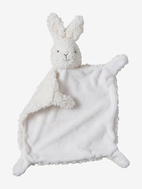 Doudou lapin et hochet en sherpa personnalisable avec mallette blanc - vertbaudet enfant 