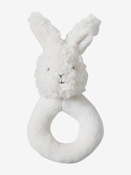Doudou lapin et hochet en sherpa personnalisable avec mallette blanc - vertbaudet enfant 
