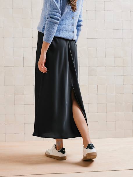 Jupe longue satinée de grossesse noir - vertbaudet enfant 