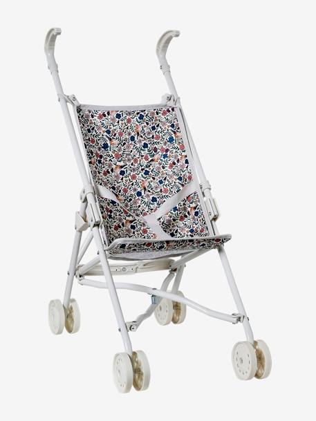 Rieten kinderwagen voor pop blauw+ecru+geel+groen+wit - vertbaudet enfant 