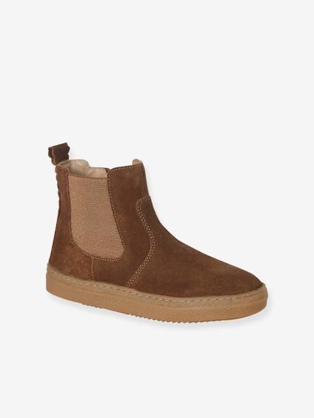 Boots enfant fille cuir zippées camel+marine+or - vertbaudet enfant 