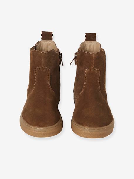 Boots enfant fille cuir zippées camel+marine+or - vertbaudet enfant 