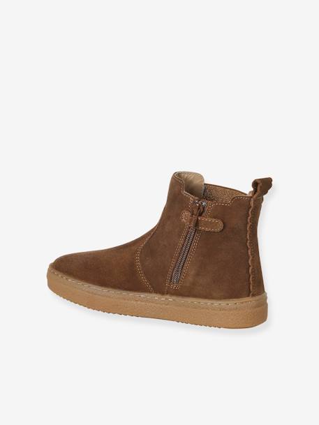 Boots enfant fille cuir zippées camel+marine+or - vertbaudet enfant 