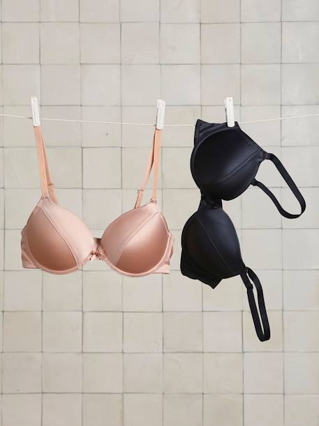 lot de 2 soutien-gorge en microfibre satinée beige poudré - vertbaudet enfant 