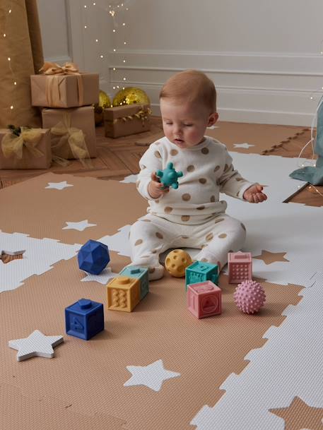 Grand tapis 9 dalles en mousse écru+marron - vertbaudet enfant 