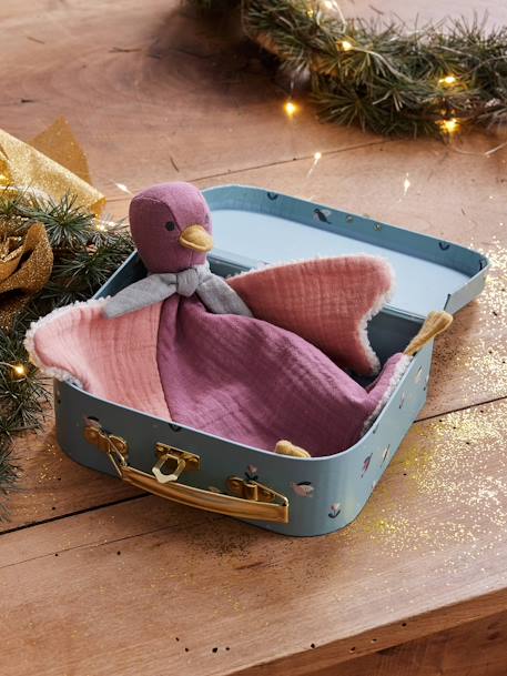 Aanpasbare vogelknuffel van twee materialen met etui rozen - vertbaudet enfant 