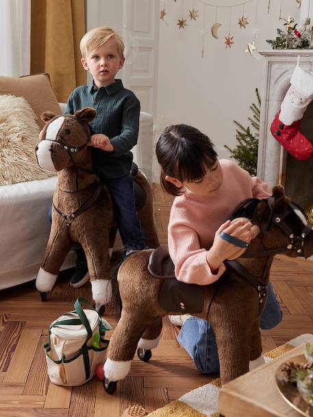 Licorne à roulettes en bois FSC® blanc+brun+écru+marron - vertbaudet enfant 