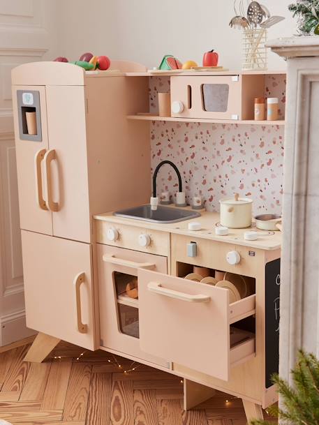 Grande cuisine en bois FSC® équipée rose - vertbaudet enfant 