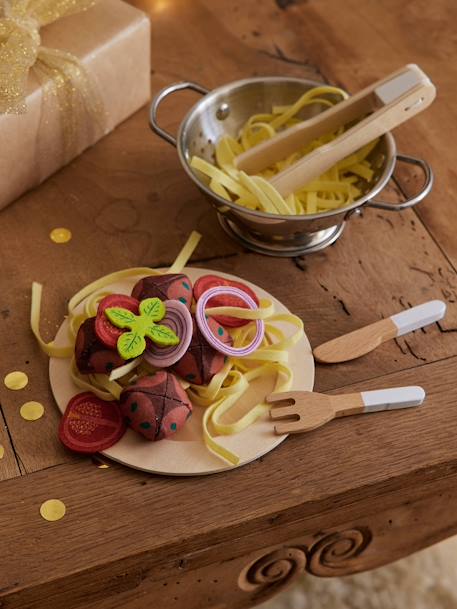 Set de spaghettis en bois FSC® et feutrine jaune - vertbaudet enfant 