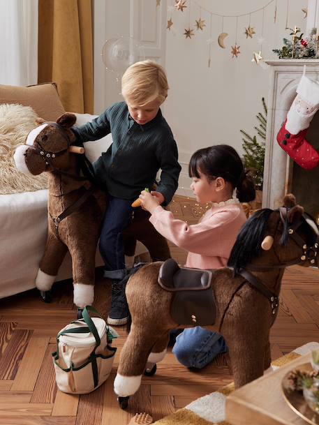 Trekpaardje FSC 100%-hout bruin+donkerbruin+ecru+wit - vertbaudet enfant 