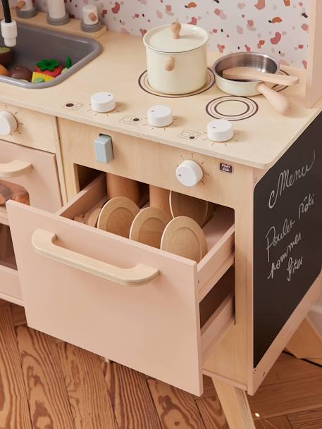 Grande cuisine en bois FSC® équipée rose - vertbaudet enfant 