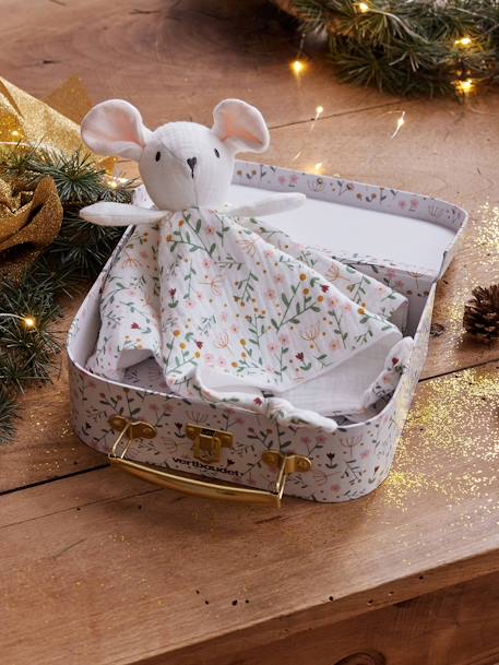 Doudou lange souris personnalisable avec mallette rose - vertbaudet enfant 